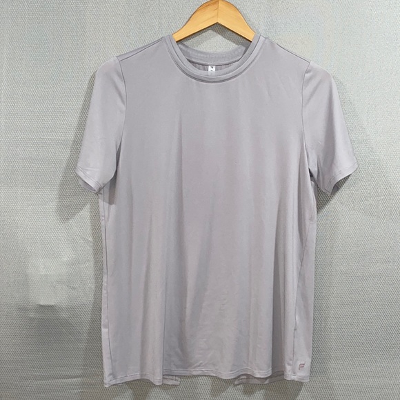 Fabletics gray mesh collar split back top S - Picture 1 of 3